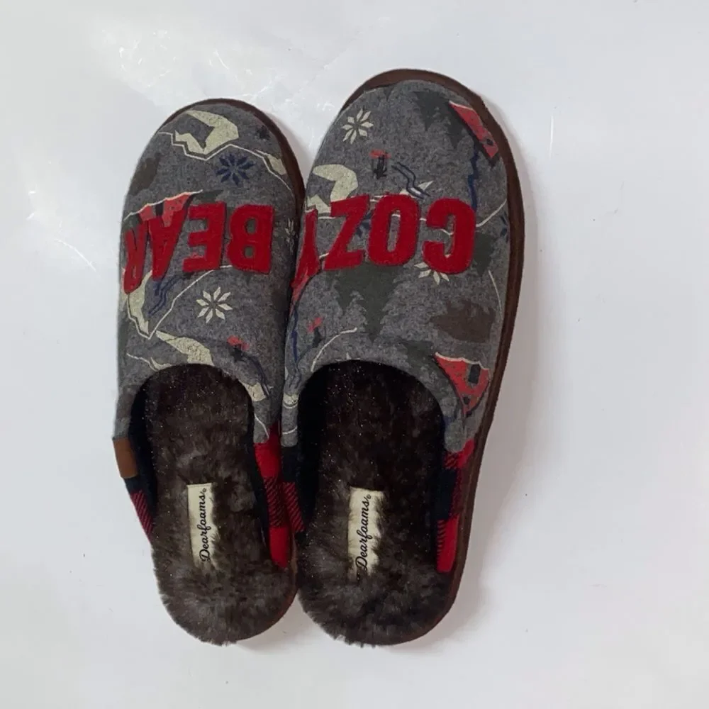 Dearfoams Faux Fur Slippers Unisex Size Men’s 7-8 Women’s 9-10